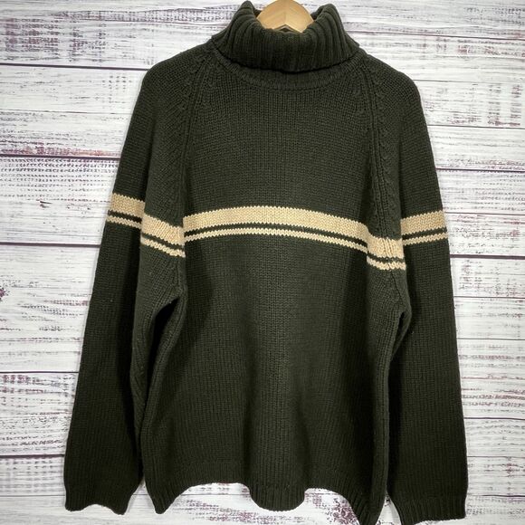 Abercrombie & Fitch Other - Vtg Abercrombie & Fitch Mens Green XL Wool Sweater Turtleneck Military Chunky